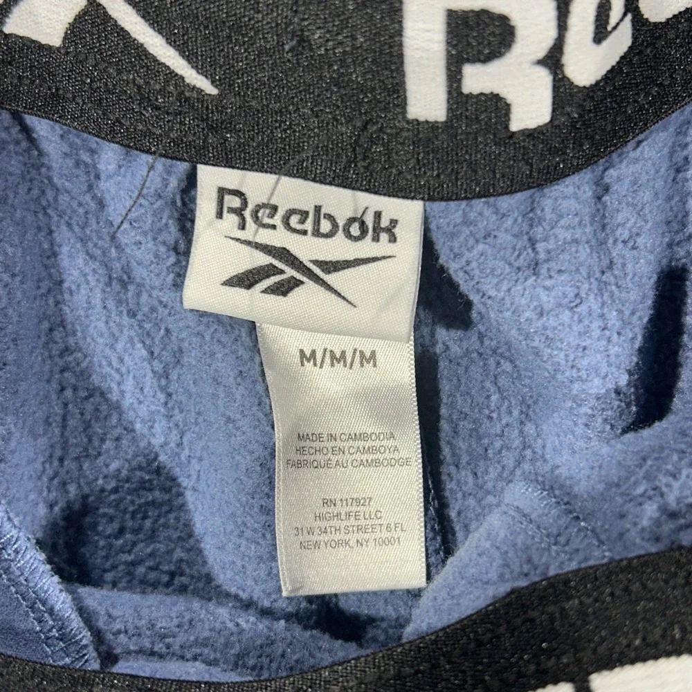 Reebok Joggers Mens Medium Navy Blue Good Fleece Zipper Pocket Sweatpants